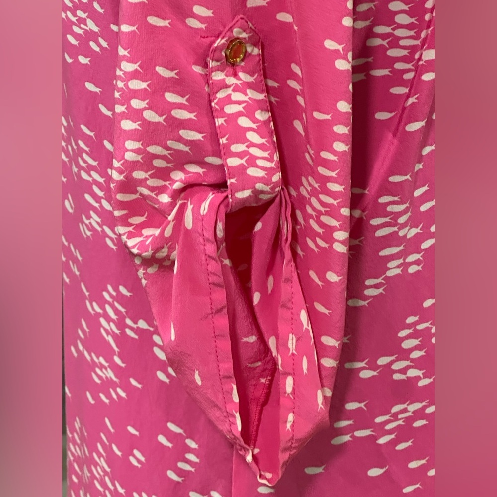 Twelfth Street by Cynthia Vincent. Hot Pink Fish-Print Midi Dress - Picture 10 of 10